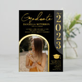 Foto fett 2023 schwarzer Abschluss Folieneinladung (Stehend vorne)