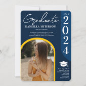 Foto fett 2024 Arch dunkelblauer Abschluss Einladung (Vorderseite)