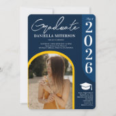 Foto fett 2024 Arch dunkelblauer Abschluss Einladung (Vorderseite)