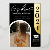 Foto fett 2024 Goldbogen Abschluss Folieneinladung (Vorderseite)