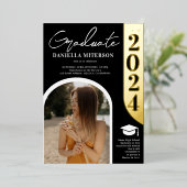 Foto fett 2024 Goldbogen Abschluss Folieneinladung (Stehend vorne)