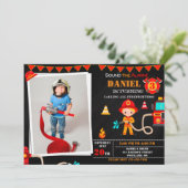 Foto Feuerwehrmann Einladung zum Geburtstag Feuerw (Stehend Vorderseite)