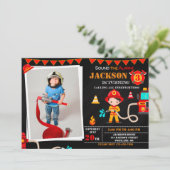 Foto Feuerwehrmann Einladung zum Geburtstag Feuerw (Stehend Vorderseite)