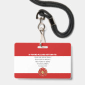 Foto-Feuerwehrmann-ID Ausweis (Rückseite mit Schlüsselband)
