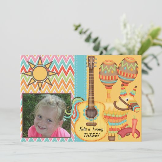 Foto Fiesta Geburtstag Einladung (Stehend Vorderseite)