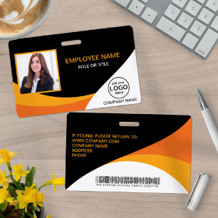 Foto Firmenmitarbeiter Barcode Orange Gelb Ausweis