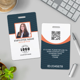 Foto Firmenmitarbeiter QR-Code Blau Orange Ausweis