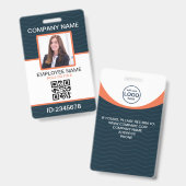 Foto Firmenmitarbeiter QR-Code Blau Orange Ausweis (Vorder- & Rückseite)