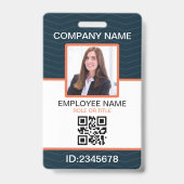 Foto Firmenmitarbeiter QR-Code Blau Orange Ausweis (Vorderseite)
