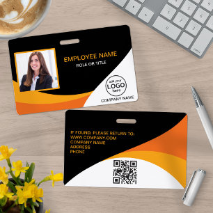 Foto Firmenmitarbeiter QR-Code Orange Gelb Ausweis