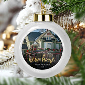 Foto First Christmas Neue Zuhause Gold-Script Keramik Kugel-Ornament