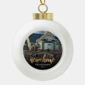 Foto First Christmas Neue Zuhause Gold-Script Keramik Kugel-Ornament (Vorderseite)