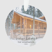 Foto First Christmas Neue Zuhause Gray Script 2024 Ornament (Vorderseite)