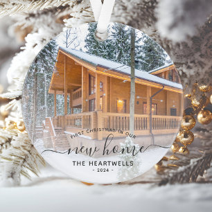 Foto First Christmas Neue Zuhause Gray Script 2024 Ornament