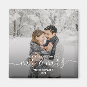 Foto First Christmas Verheiratet White Script Magnet (Vorne)