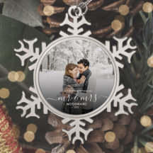 Foto First Christmas Verheiratet White Script
