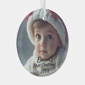 Foto First Christmas White Script Ornament Aus Glas (Vorderseite Rechts)