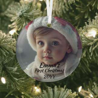 Foto First Christmas White Script Ornament Aus Glas