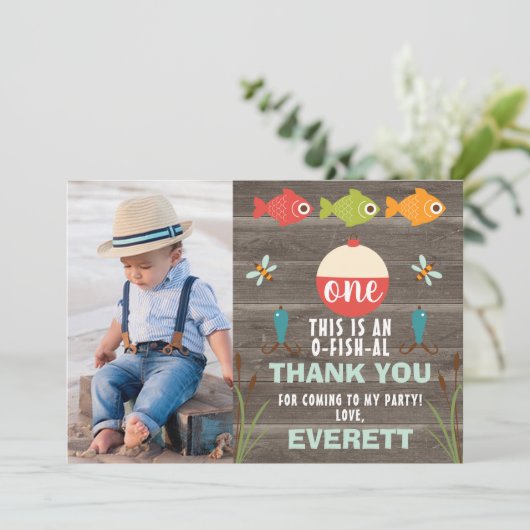 Foto Fischen Thema Geburtstag Danke Karte (Stehend Vorderseite)