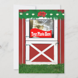 Foto-Flachkarte Red Barn Door Custom Holiday Feiertagskarte