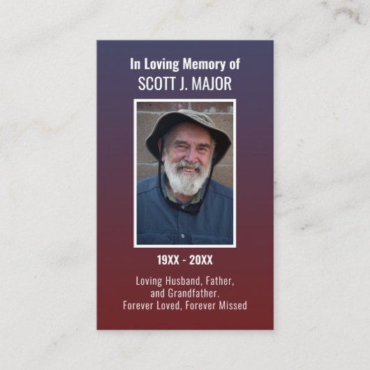 Foto "Flag Beatenkarte" Ombre Blue Red Card Visitenkarte (Vorderseite)