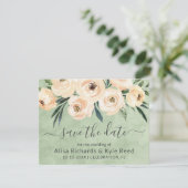 Foto Floral Beige Blush Gold Green Save the Date Ankündigung (Stehend Vorderseite)
