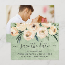 Foto Floral Beige Blush Gold Green Save the Date Ankündigung