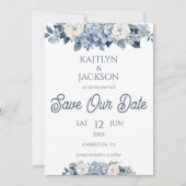 Foto Floral Blue Hydrangea Hochzeit speichern das Einladung (Vorderseite)