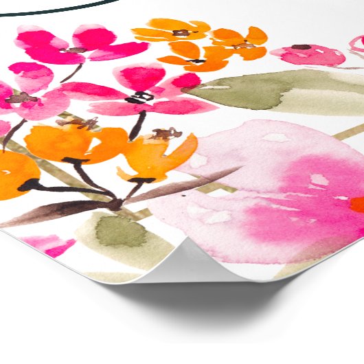 Foto Floral Boho blumengold Drehbuch Abschluss Poster (Ecke)