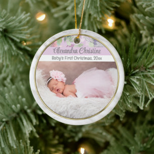 Foto Floral Doppelseitig 2 Picture Baby First Keramik Ornament