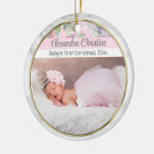 Foto Floral Doppelseitig 2 Picture Baby First Keramik Ornament (Links)
