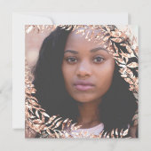 Foto Floral Frame Rose Gold Royal Einladung (Rückseite)