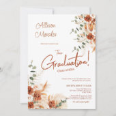 Foto Floral Pampas Bohemisch Terracotta Abschluss Einladung (Vorderseite)