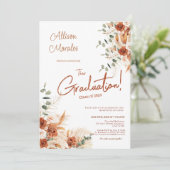 Foto Floral Pampas Bohemisch Terracotta Abschluss Einladung (Stehend Vorderseite)