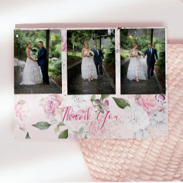 Foto Floral Rose Romantische Hochzeit Vielen Dank Postkarte