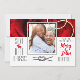 Foto Floral Rote Rose mit Ring Wedding Save The Date