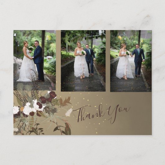 Foto Floral Rustic Floral Wedding Vielen Dank Postkarte (Vorderseite)