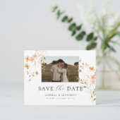 Foto Floral Save the Date Postkarte (Stehend Vorderseite)