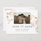 Foto Floral Save the Date Postkarte (Vorne/Hinten)