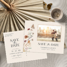 Foto Floral Save the Date Postkarte