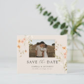 Foto Floral Save the Date Postkarte (Stehend Vorderseite)