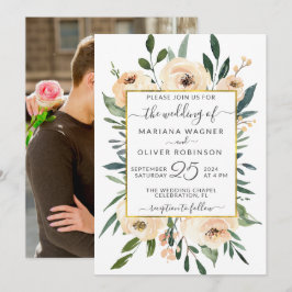 Foto Floral White Wedding Einladung