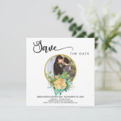 *~* FOTO Floral Wreath Boho Wedding Save the Date (Stehend Vorderseite)
