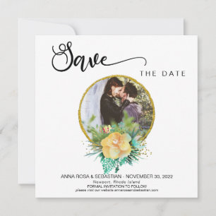*~* FOTO Floral Wreath Boho Wedding Save the Date
