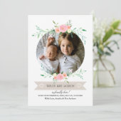 Foto Floral Wreath Geburtserklärung Ankündigung (Stehend Vorderseite)