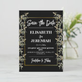 Foto florale klassische Hochzeit Sichern Sie das D Einladung (Stehend Vorderseite)