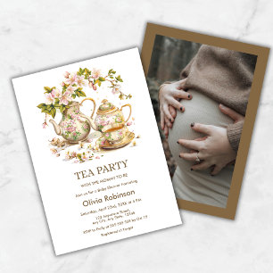 Foto Florale Teeparty-Zeit für Tee-Baby Shower  Einladung