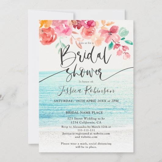 Foto florale Wasserfall Brautparty Einladung (Vorderseite)