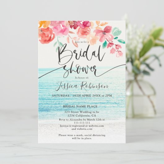 Foto florale Wasserfall Brautparty Einladung (Stehend Vorderseite)