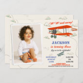 Foto-Flugzeug-Geburtstagseinladung Pilotprogramm P Einladung (Vorne/Hinten)